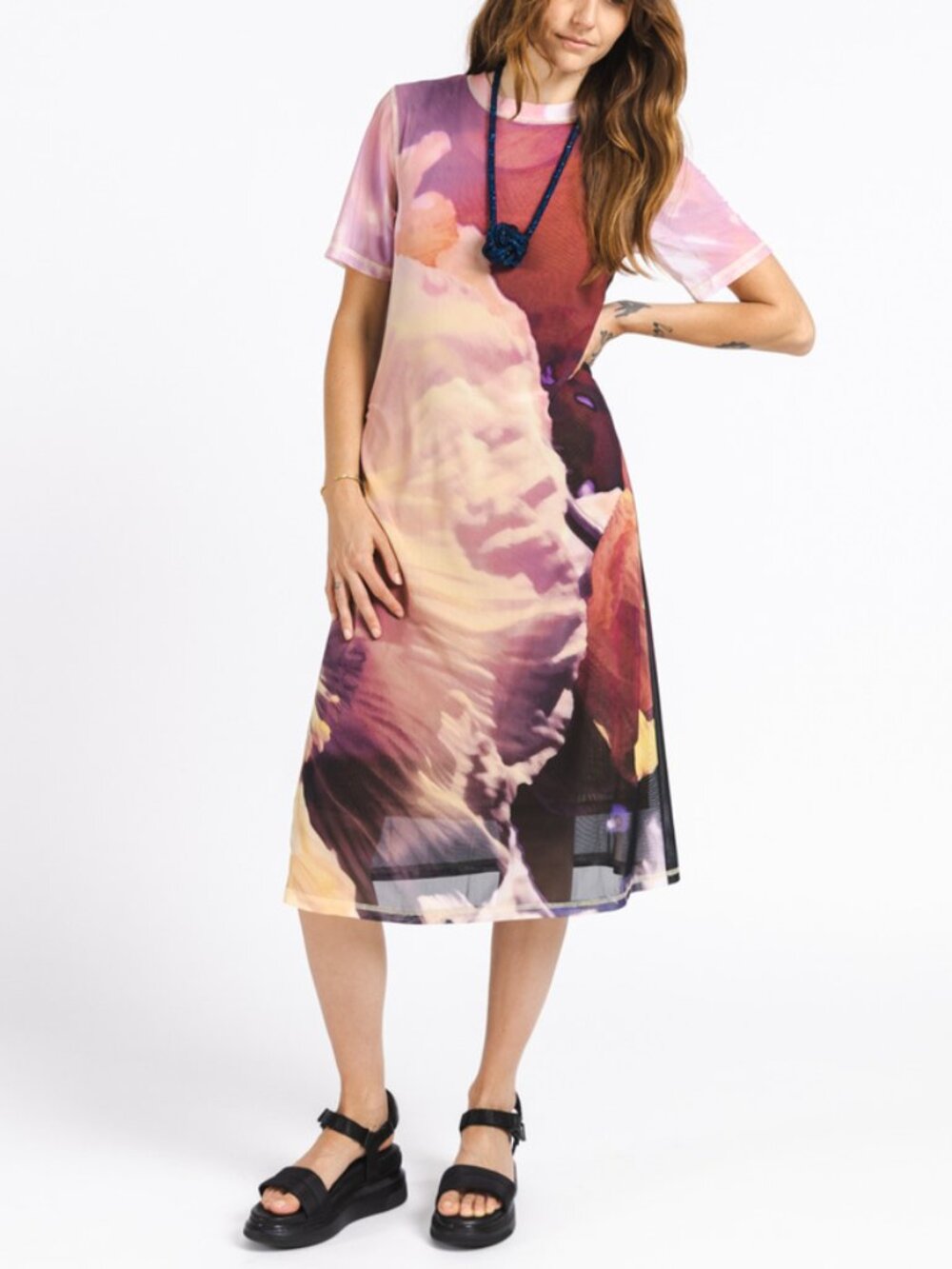 No. 6 Designer Printed Abstract Ella Midi Dress Sz L - Picture 3 of 15